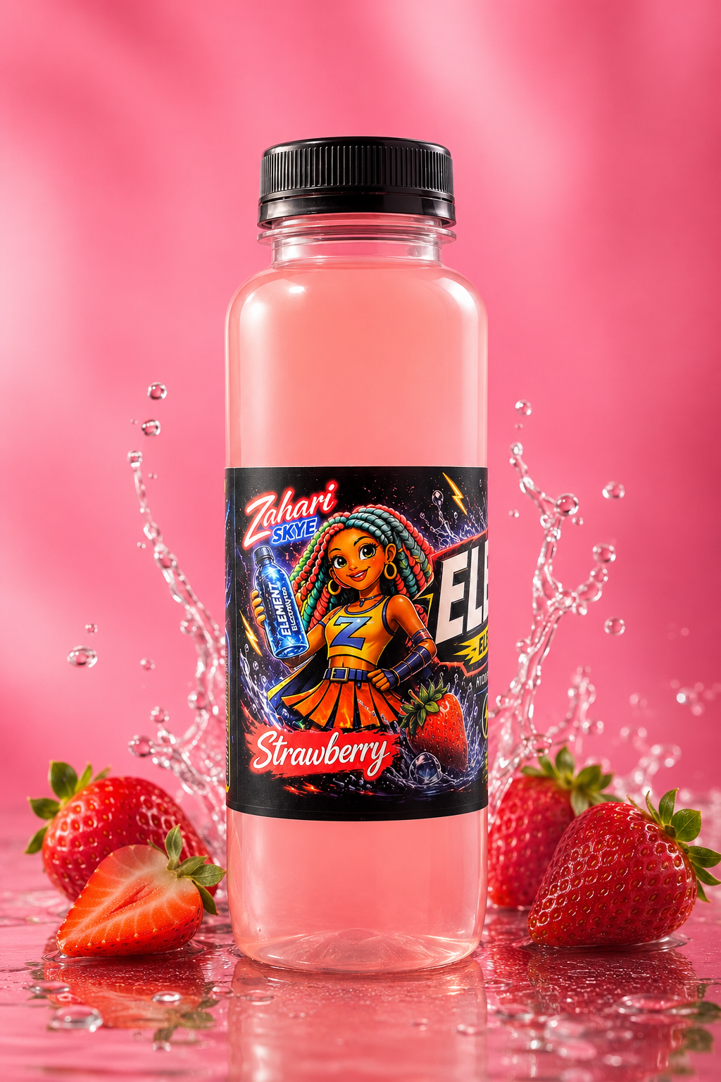 Zahari Skye Element Electrolytes 12oz ready-to-drink strawberry bottle